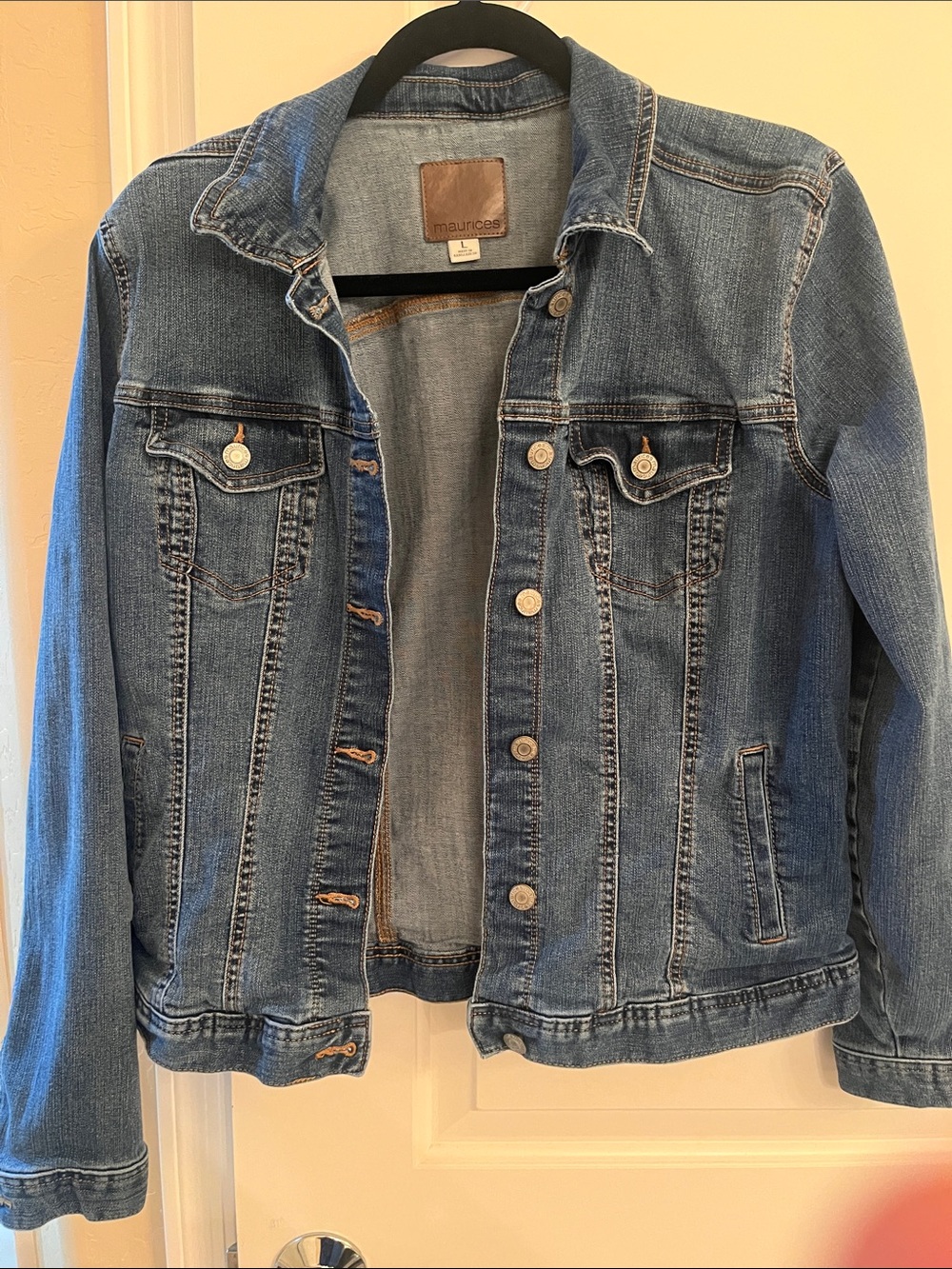 Maurices Medium Blue Denim Jacket with Button Front